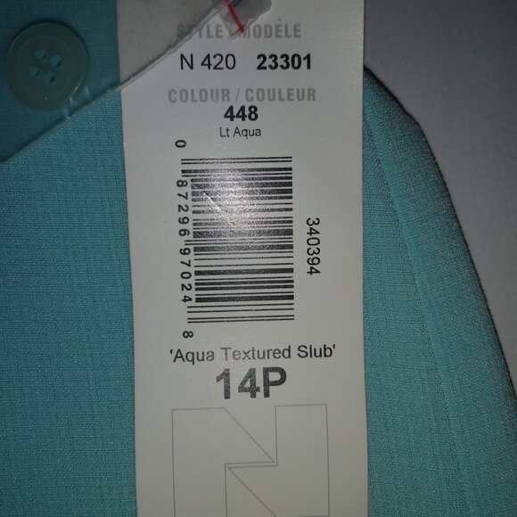 NWT TanJay Ladies Size 14 Petite Aqua Fully Lined Straight Fit Skirt - Picture 3 of 6